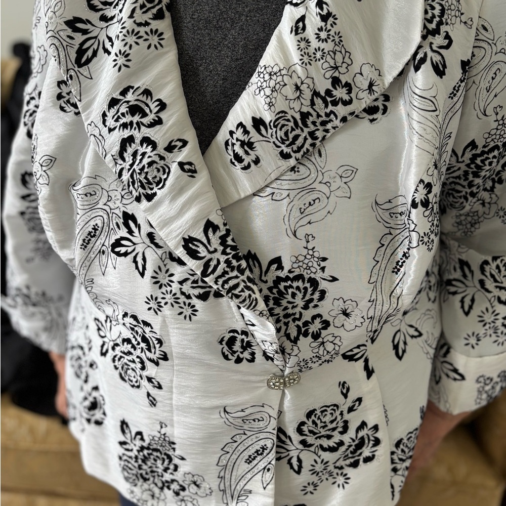 Floral Black and White Women's Jacket